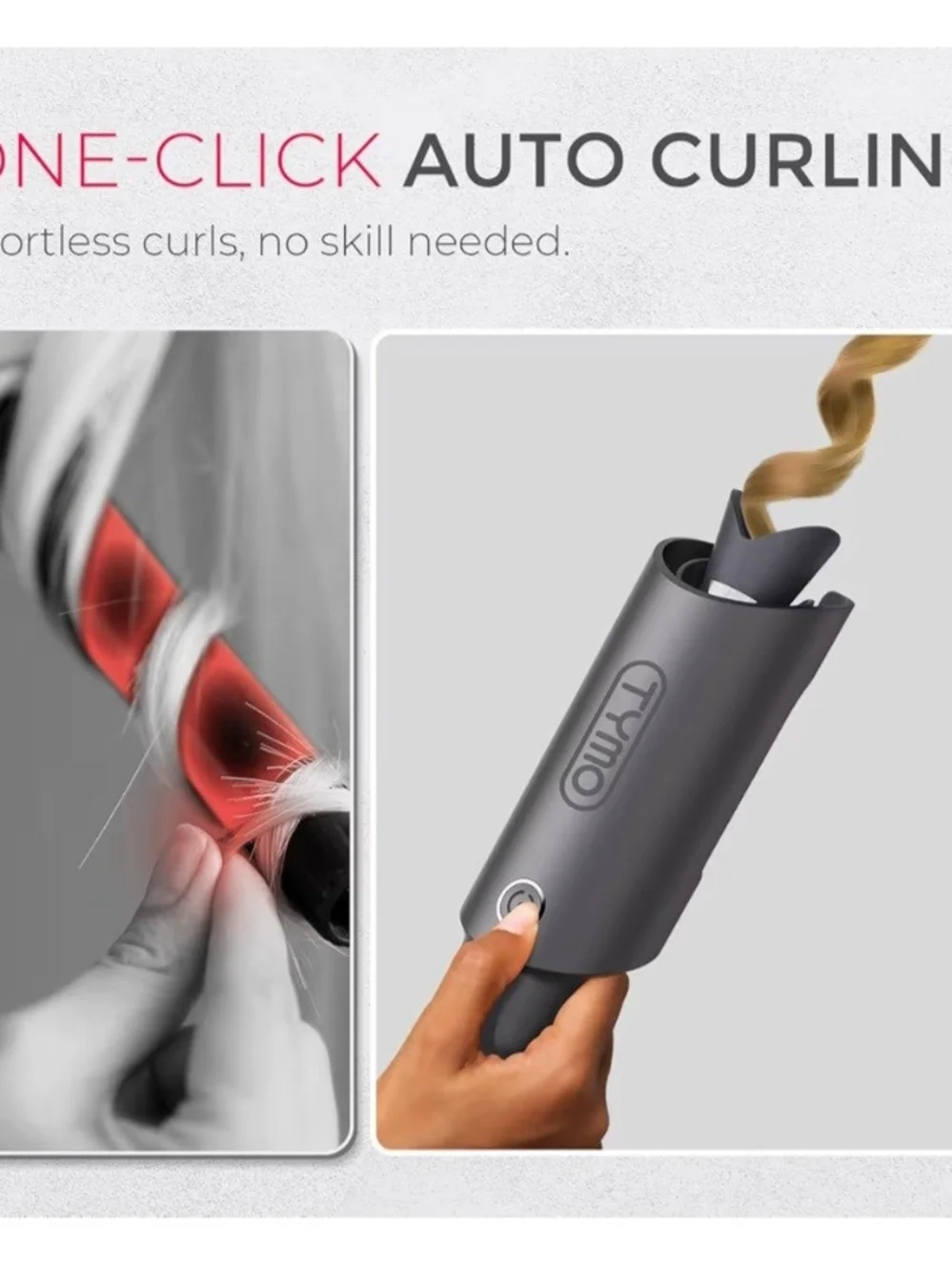 TYMO CURLPRO Automatic Rotating Curling Iron - Beach Waves Curling Wand 1 Inch